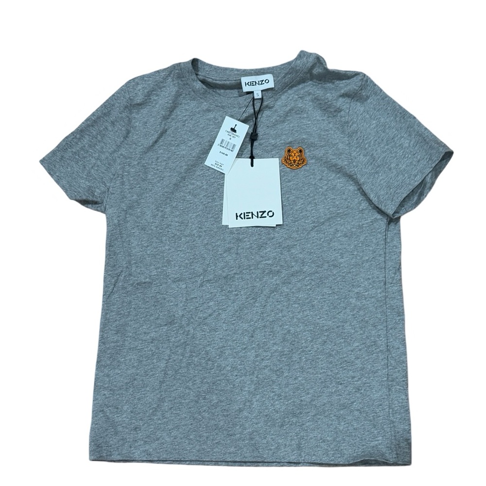 Kenzo Gray T-Shirt with Tiger Patch